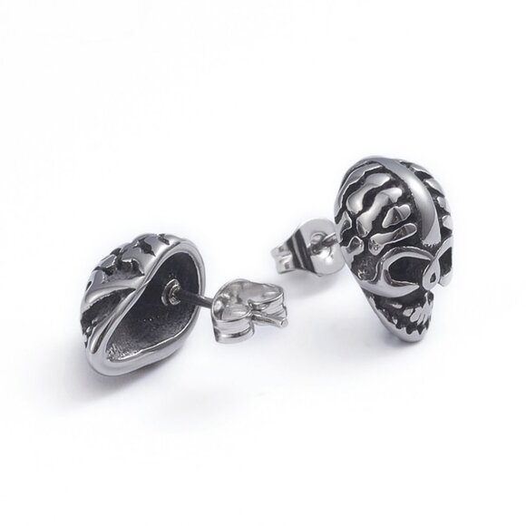 NWOT  Stainless steel Hypoallergenic Brain Skull stud earrings - Picture 2 of 2